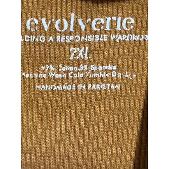 Evolverie Womens 2XL Plus open front Mustard Brown Cardigan Pockets Capsule Work - Picture 3 of 7